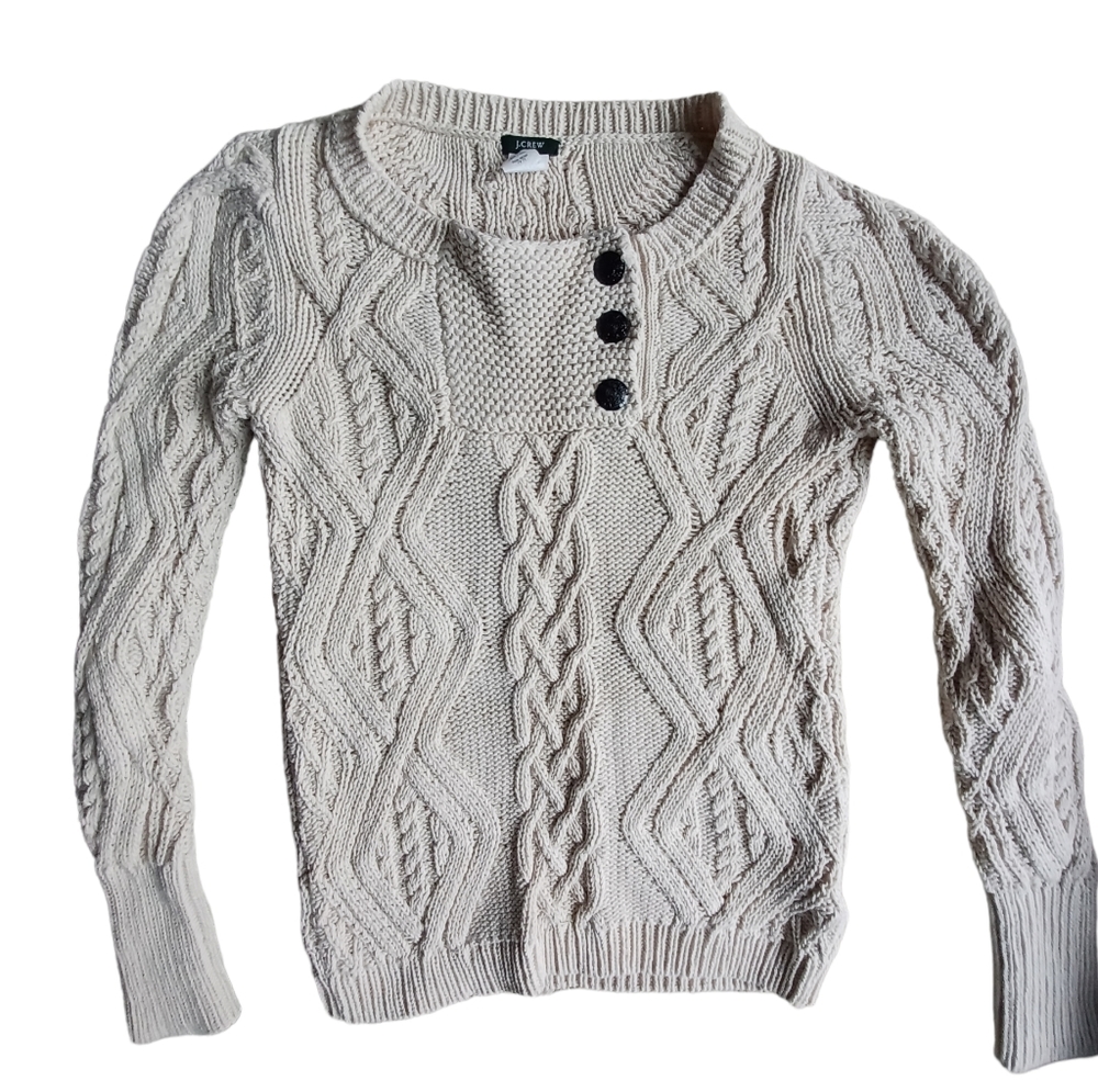 J.Crew cream chunky cable knit sweater size XS